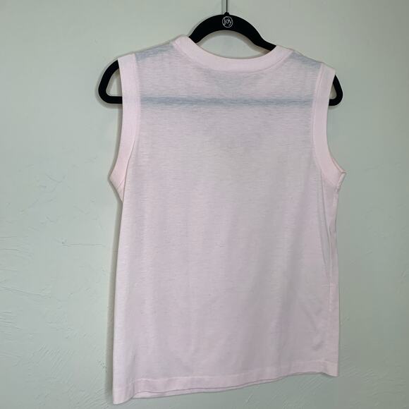 80s Pink Sleeveless Top Lace Pearl Applique Sz Medium - Picture 7 of 7